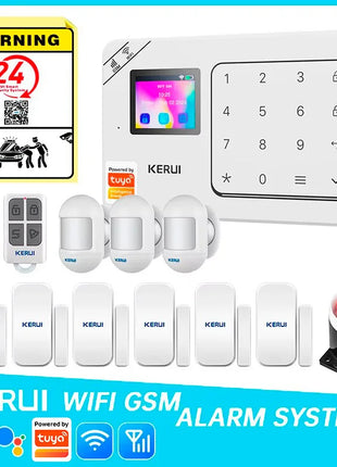 Sistema di Allarme GSM KERUI, Pannello di Allarme Domestico WiFi con Batteria Integrata, Kit di Allarme di Sicurezza Wireless 433MHz per Casa, Compatibile con Tuya Smart W181