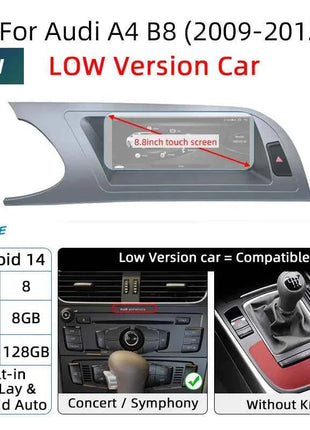Fast Shipping Wireless CarPlay Screen For Audi A4 B8 A5 8K 2008-2016 Car Multimedia Player Android 14 8+128GB Stereo GPS Navi