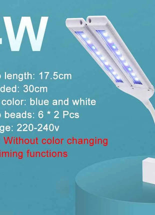 Super Bright Clip Lamp LED Aquarium Light for Aquatic Plant Grow Fish Tank Full Spectrum Timing Lamp 220-240V 30~70CM 4W 8W 13W