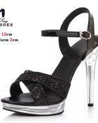 12cm Crystal Glitter Platform Sandals - Non-slip Transparent Wedding Shoes