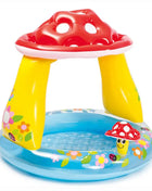 Tropical Island Coconut Tree Design Inflatable Kids Pool Baby Swimming Pool with Sunshade Canopy 1-3Y Outdoor Water Fun Play