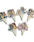 Set Decorativo per Feste a Tema Bluey e Bingo, con Stendibanner, Decorazioni per Torte, Bandierine, Palloncini, Piatti e Bicchieri