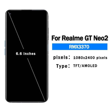 Nuovo Display AMOLED Per Realme GT Neo2 Display LCD Touch Screen Digitizer Assembly Per Realme GT Neo2 RMX3370 Display LCD sostituire