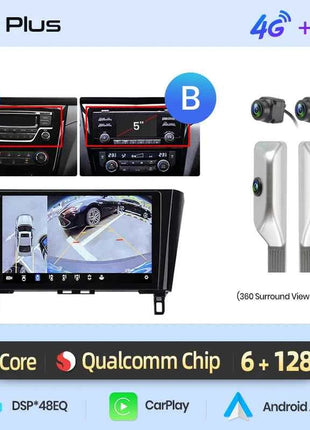Junsun Qualcomm 8-Core 360° Panoramic Camera Wireless CarPlay Android Auto Car Radio for Nissan Qashqai J11 X-Trail 3 2013-2017