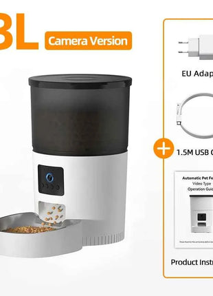ROJECO Automatic Cat Feeder With Camera Video Cat Food Dispenser Pet Smart Voice Recorder Remote Control Auto Feeder For Cat Dog