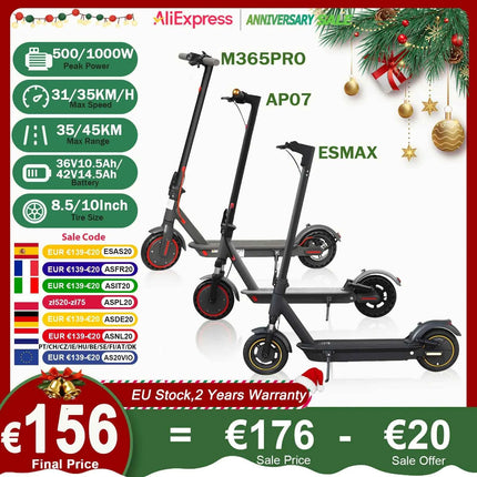 ATSANT Adult Electric Scooter 31/35km/h 500W/1000W 35KM/50KM Long Range 8.5/10Inch Tyre 10.5/14.5Ah Large Battery Kick Scooter