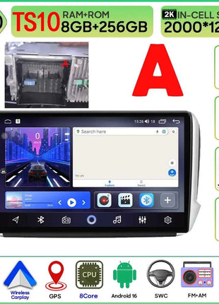 Android 16 GPS Navigation For Peugeot 2008 208 Series 2012 - 2018 Carplay Car Radio Multimedia Player Stereo Video BT 2k Screen