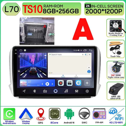 Android 16 GPS Navigation For Peugeot 2008 208 Series 2012 - 2018 Carplay Car Radio Multimedia Player Stereo Video BT 2k Screen