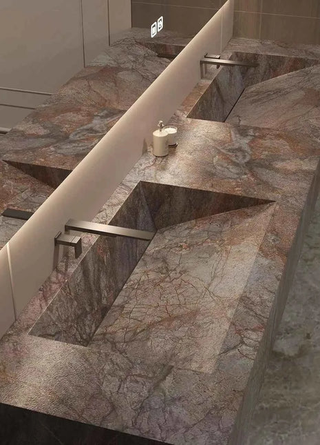 Seamless Stone Vanity Set, One-Piece Basin Bathroom Cabinet , SingleDouble Sink, Stain Resistant & Durable, Customizable
