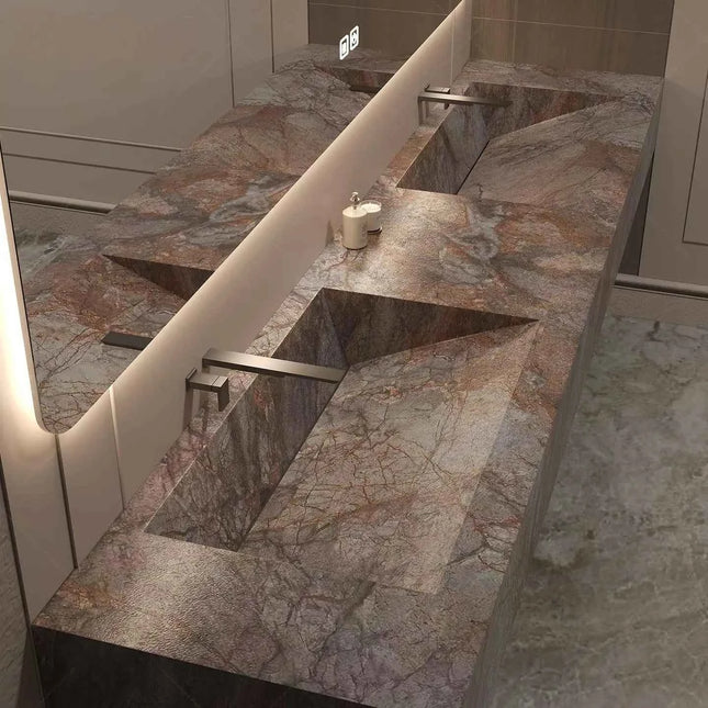 Seamless Stone Vanity Set, One-Piece Basin Bathroom Cabinet , SingleDouble Sink, Stain Resistant & Durable, Customizable