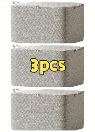 3-Piece Heavy-Duty Foldable Storage Boxes with Lids - Large Stackable Organizing Bins Made of Heavy-Duty Non-Woven Fabric