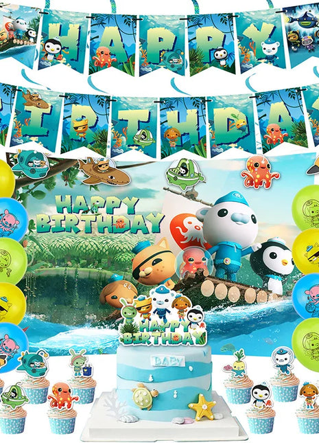 Decorazioni per Feste di Compleanno per Bambini Octonauts, Palloncini in Alluminio, Piatti di Carta, Sfondo con Capitano Oceanico, Pirata, Pinguino, Barnacles, Peso