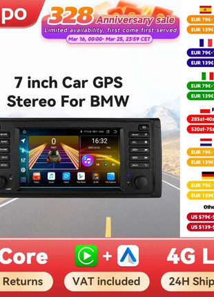Hizpo Car Intelligent Systems for BMW 5 Series E39 X5 E53 M5 1996-2003 Multimedia 2din Autoradio Android 13 Auto Carplay 7862 4G