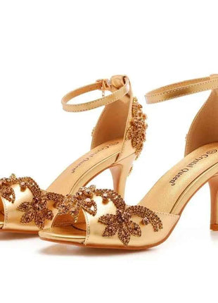 Sandali da donna di qualità femminile strass PU 7CM tacchi sottili cinturino con fibbia scarpe da donna in stile coreano vestito blu cielo maturo