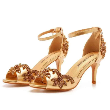 Sandali da donna di qualità femminile strass PU 7CM tacchi sottili cinturino con fibbia scarpe da donna in stile coreano vestito blu cielo maturo