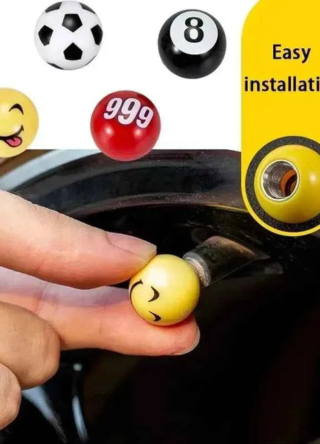 4 Pezzi Tappi Valvola Pneumatici Auto con Espressioni Creative, Copertura Protettiva Antifurto e Antiperdita Universale