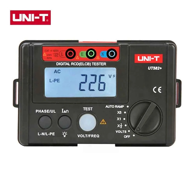 UNI-T UT582+ Digital RCD (ELCB) Tester AUTO RAMP Leakage Circuit Breaker Meter with Mis-Operation Buzzer