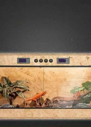 Wooden Reptile Terrarium with Dual-Temperature Control&Glass Doors Intelligent Gecko/Lizard Habitat for Pet Breeding and Display