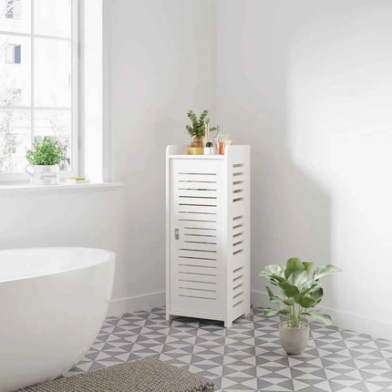 Free bathroom cabinet with 1 door for house, kitchen, living room and hallway, 80x30x30cm, White