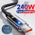 Cavo in nylon da 240 W Cavo di ricarica super veloce USB tipo C per Samsung Xiaomi Huawei Honor Display digitale a LED Cavo dati per caricabatterie rapido