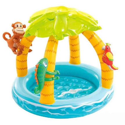 Tropical Island Coconut Tree Design piscina gonfiabile per bambini piscina per bambini con tettuccio parasole 1-3Y divertimento gioco d'acqua all'aperto