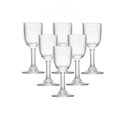 Set 6 Calici Shot 25ml in Vetro Senza Piombo con Stelo per Bar Matrimoni e Feste