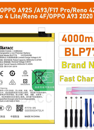 2026 Years BLP779 Battery For OPPO F17 Pro A92s / Reno 4 Lite / Reno4 Z / A93 2020 Capacity Mobile Phone Batteries Bateria