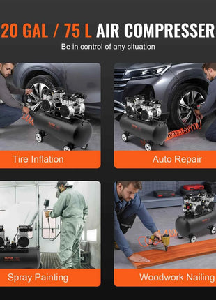 SucceBuy Air Compressor 750W/1450W/3000W Oil Free Air Compressor Quiet Portable Compressor Pump for Auto Repair Tire Inflation