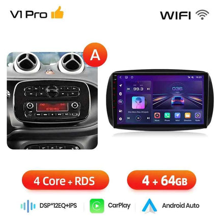 Junsun Wireless CarPlay Android Auto Car Radio For Mercedes Benz Smart 453 Fortwo 2014-2020 GPS Multimedia 2 din Systems Stereo