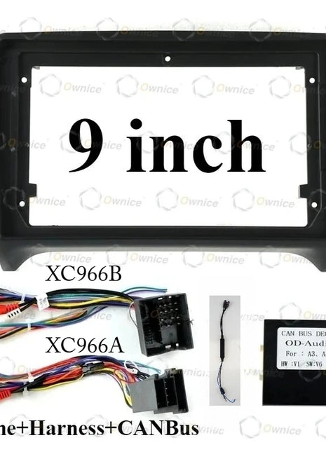 Ownice 9 "Fascias per autoradio per Audi TT MK2 2006- 2014 2 Din Montaggio su telaio Pannello stereo Cablaggio Cavo di alimentazione Adattatore Canbus