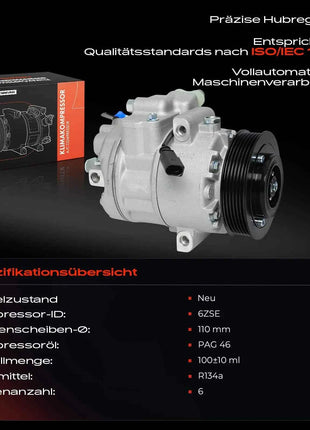 Compressore climatizzatore Frankberg 1x per VW Polo Fabia I Audi A2 Seat Skoda 1.0L-1.9L 6Q0820803G 6Q0820803HX 6Q0820803J