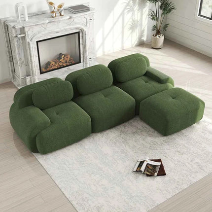 Modular Corner Cord Fabric Sofa - No Assembly Required, Extra-wide Armrests, 32D High Elastic Upholstery, Ergonomic Cozy Couch