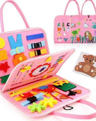 Montessori Kids Travel Toy Felt Activity Quiet Busy Board for Basic Dress Motor Skill Activity Educational Sensory Learning Book
