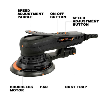 MAXXT 6Inch 150mm Power Sanding Machine Electric Orbital Sander Central Vacuum Brushless Motor Sander Orbital Car Polisher