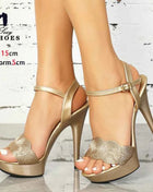 Sandali con cinturino con fibbia da 15CM/6 pollici piattaforma da donna pista estiva tacchi alti sottili scarpe modello Night Club Pole Dance Striptease Shoes
