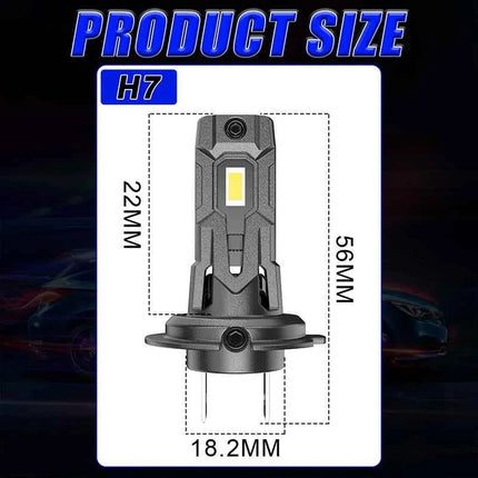 Turbo Fan H7 LED Lights 16PCS 7535 CSP Car Headlight T10 Bulb 6400W 7100000LM 6000K Cool White Auto Light Kits 12V Led Plug&Play