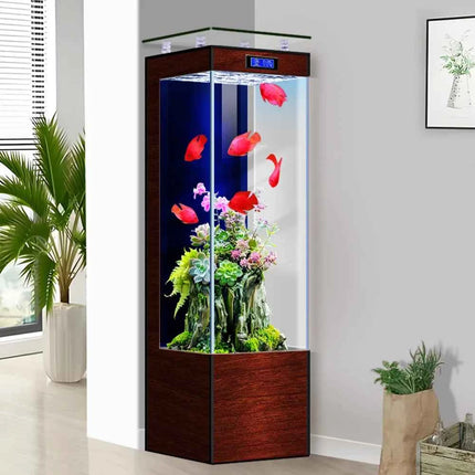 Living room vertical small fish tank  integrated circulation filtration household ultra-white ecological aquarium viewin