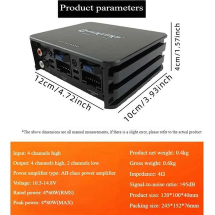 4*60W Car Power Amplifier, Non-destructive Installation, DSP Car Audio Speakers, Dedicated Amplifier for Android Large Screens