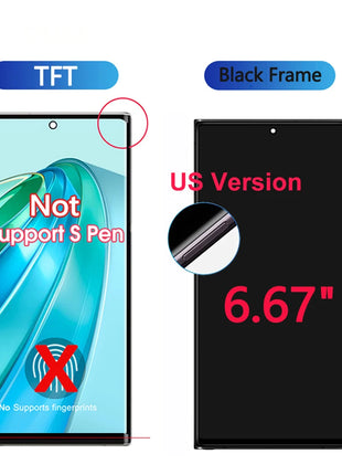NUOVO AMOLED Per Samsung Galaxy S22 Ultra 5G Display LCD Display LCD Touch Screen Digitizer Assembly Per Samsung S22 Ultra Schermo