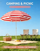 Ombrellone da spiaggia a righe in TNT da 180 cm con frange, ombrellone portatile da esterno a 8 stecche, ombrellone da spiaggia a righe impermeabile e resistente al vento per giardino, piscina, mare, campeggio