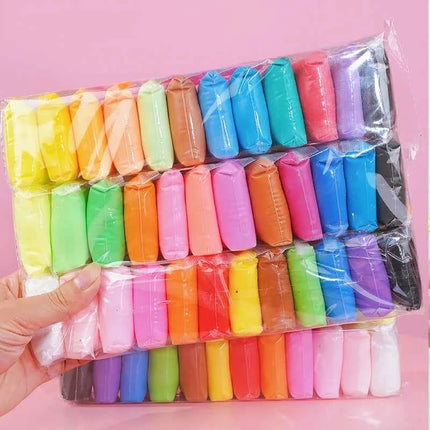 Set di argilla leggera non tossica da 12/24/36 colori, argilla modellabile morbida ad asciugatura all'aria per bambini, kit per scultura fai-da-te e gioco creativo