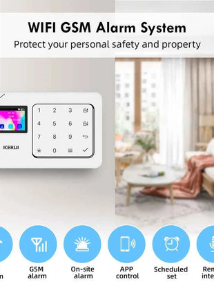 Sistema di Allarme GSM KERUI, Pannello di Allarme Domestico WiFi con Batteria Integrata, Kit di Allarme di Sicurezza Wireless 433MHz per Casa, Compatibile con Tuya Smart W181