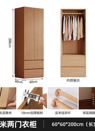 Armadio in Legno Massello di Rovere — Stile Nordico Scandinavo | Guardaroba Modulare per Camera da Letto