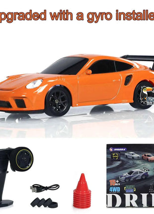 Gifts 1/43 RC Drift Car with Gyro Upgraded Ver 2.4G Remote Control Mini Drift Race Car 4WD Radio Control RC Toys Traffic Cones