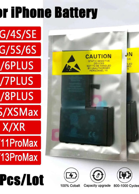 10pcs/Lot 0 Cycle Mobile Phone Battery For iPhone 4 4S 5 5S 5C SE 6 6S 7 8 Plus X XR XS 11 12 13 Pro Max SE2 12 13Mini