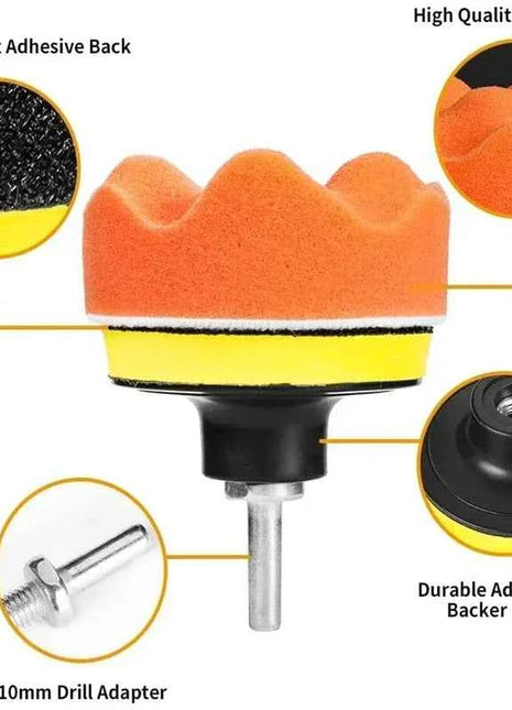 Kit di tamponi in spugna per lucidatura per auto Kit tampone in schiuma Tampone per lucidatrice Tamponi per cera per veicoli a motore per motociclette Rimuove i graffi