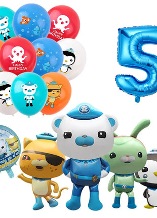 Decorazioni per Feste di Compleanno per Bambini Octonauts, Palloncini in Alluminio, Piatti di Carta, Sfondo con Capitano Oceanico, Pirata, Pinguino, Barnacles, Peso