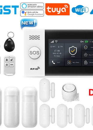 PGST PG-107 4G Tuya Wireless WIFI GSM Sistema di allarme domestico con telecamere di sicurezza Rilevatore di movimento Sensore antifurto Alexa e Google