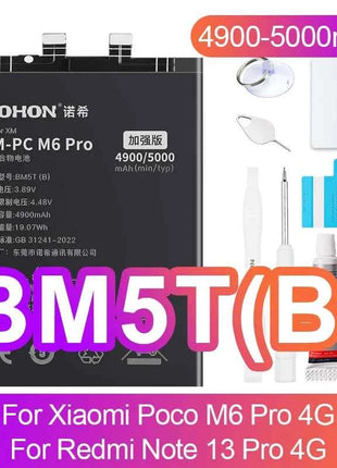 NOHON Battery for Xiaomi Redmi Note 13 12 11 10 Pro 9 8 7 6 5 4 11S 10S 9S Batteries BN5P BN53 BN46 BN45 BN5D BP47 BP4K BM5T