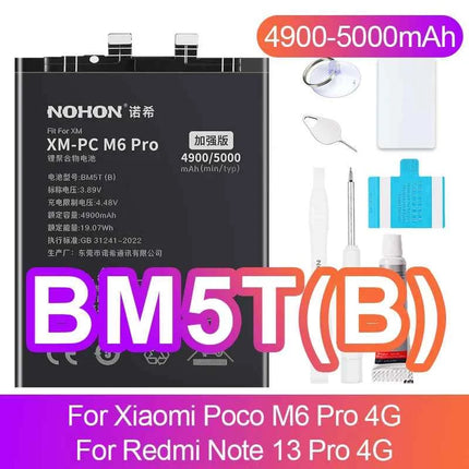 NOHON Battery for Xiaomi Redmi Note 13 12 11 10 Pro 9 8 7 6 5 4 11S 10S 9S Batteries BN5P BN53 BN46 BN45 BN5D BP47 BP4K BM5T